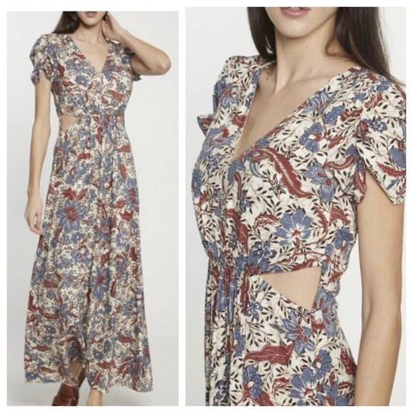 Walter Baker | Jada Maxi Cutout Dress in Dancing Lotus | Red/Blue | 2 - Picture 1 of 10